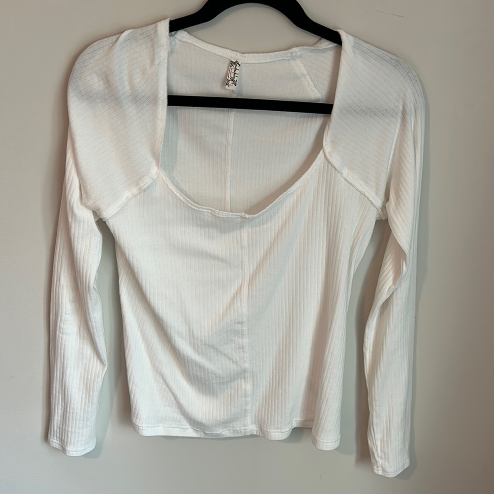 Free People - White Square Neck Knit Top - Size L